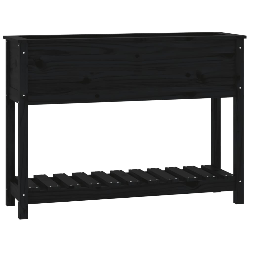Kukkalaatikko hyllyllä musta 111,5x34,5x81 cm täysi mänty - Sisustajankoti.fi