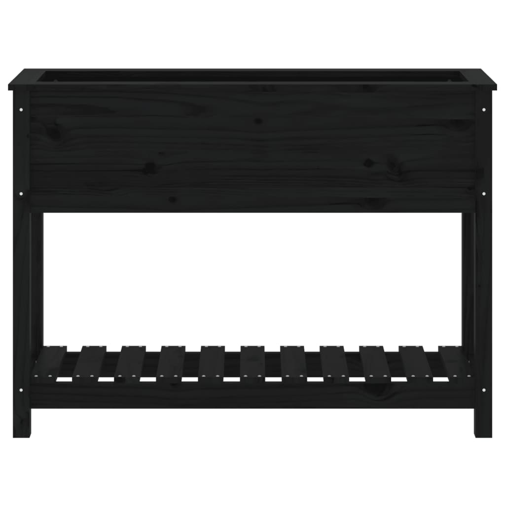 Kukkalaatikko hyllyllä musta 111,5x34,5x81 cm täysi mänty - Sisustajankoti.fi