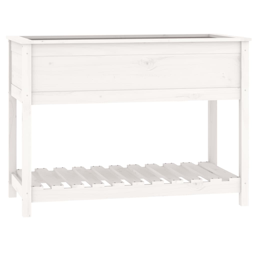Kukkalaatikko hyllyllä valkoinen 111,5x54x81 cm täysi mänty - Sisustajankoti.fi