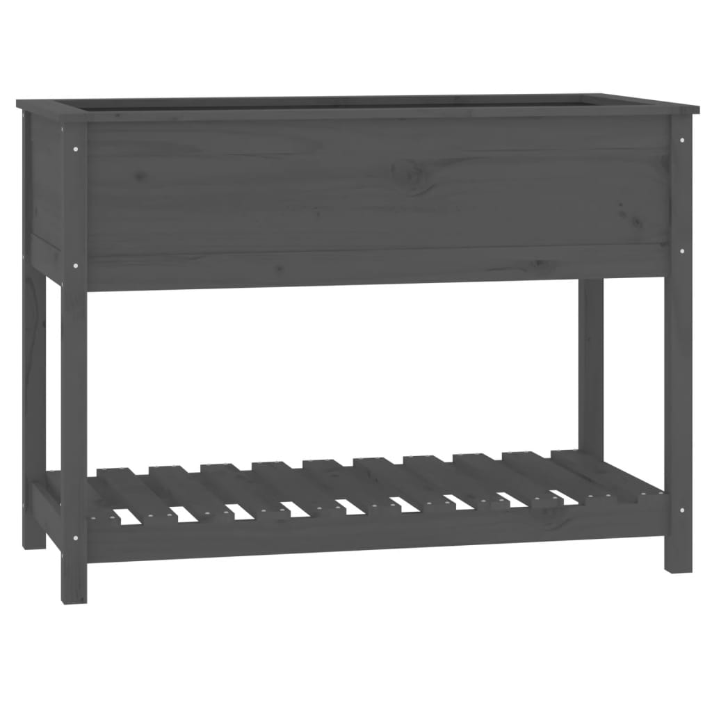 Kukkalaatikko hyllyllä harmaa 111,5x54x81 cm täysi mänty - Sisustajankoti.fi
