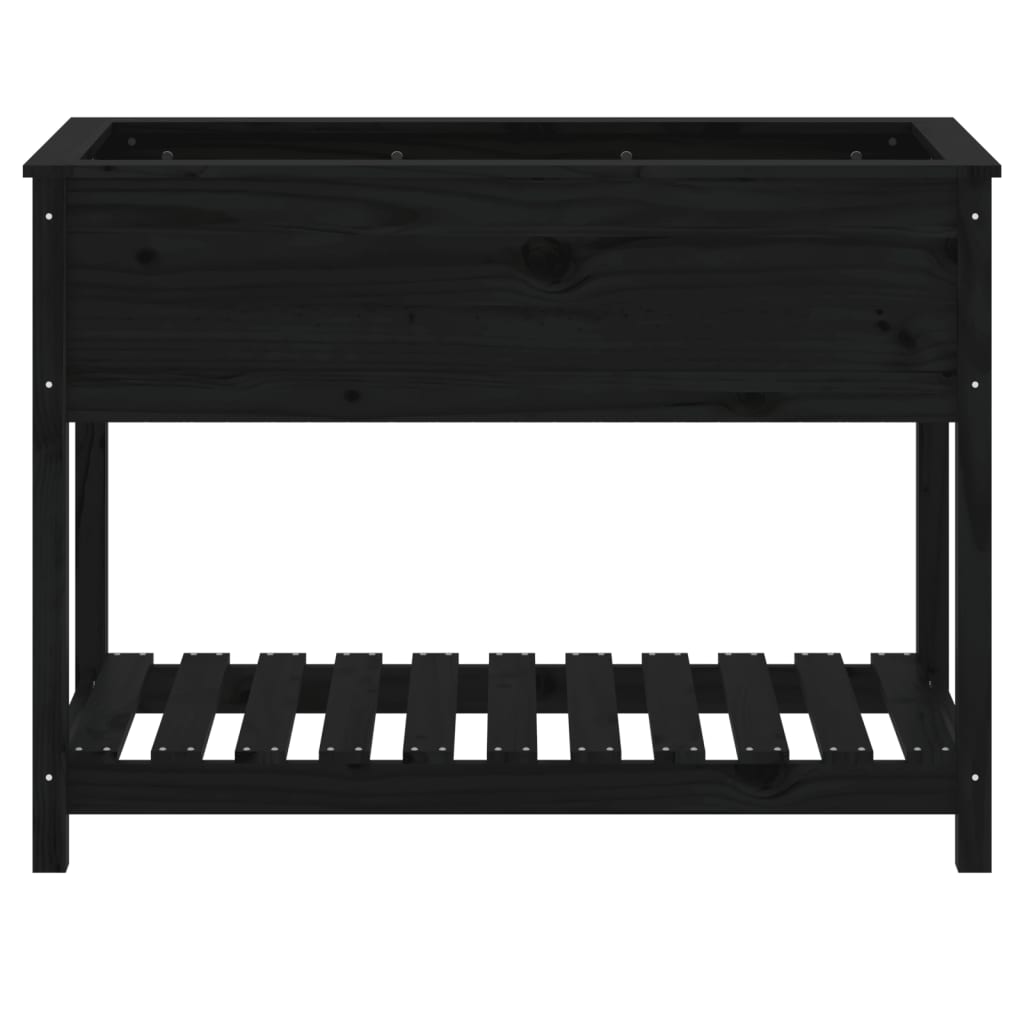 Kukkalaatikko hyllyllä musta 111,5x54x81 cm täysi mänty - Sisustajankoti.fi