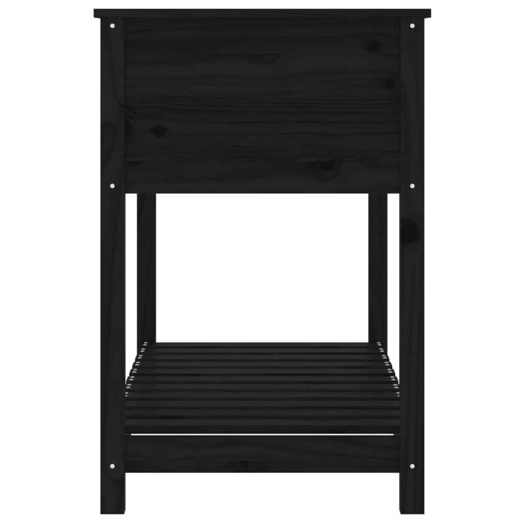 Kukkalaatikko hyllyllä musta 111,5x54x81 cm täysi mänty - Sisustajankoti.fi