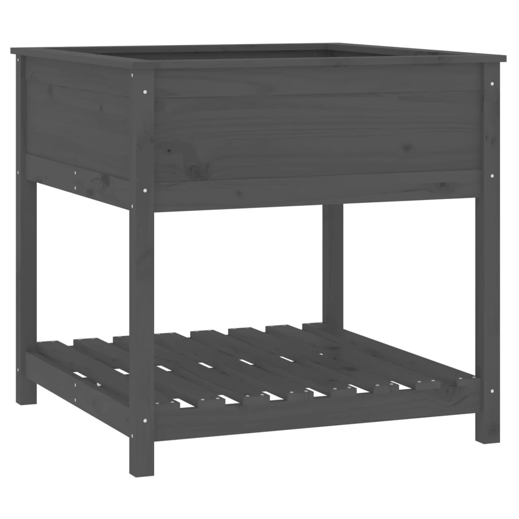 Kukkalaatikko hyllyllä harmaa 82,5x82,5x81 cm täysi mänty - Sisustajankoti.fi