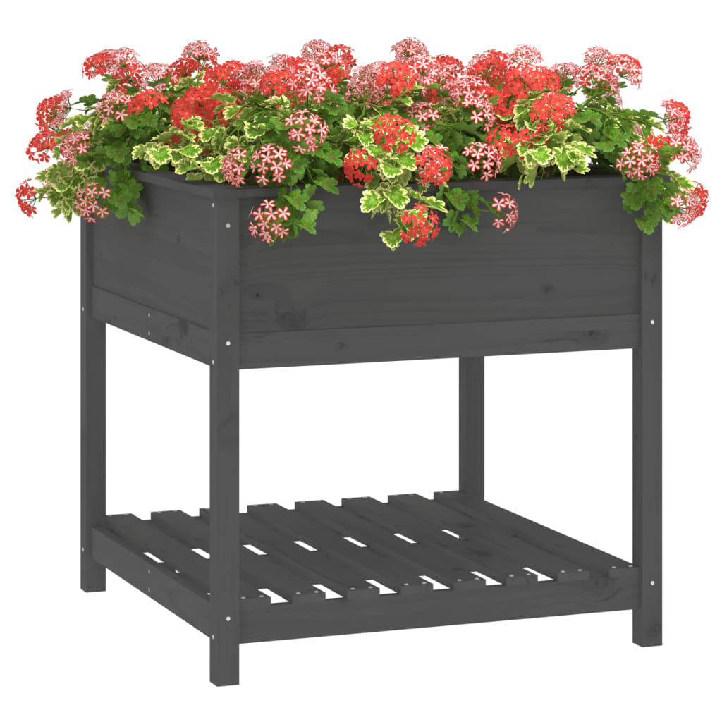 Kukkalaatikko hyllyllä harmaa 82,5x82,5x81 cm täysi mänty - Sisustajankoti.fi
