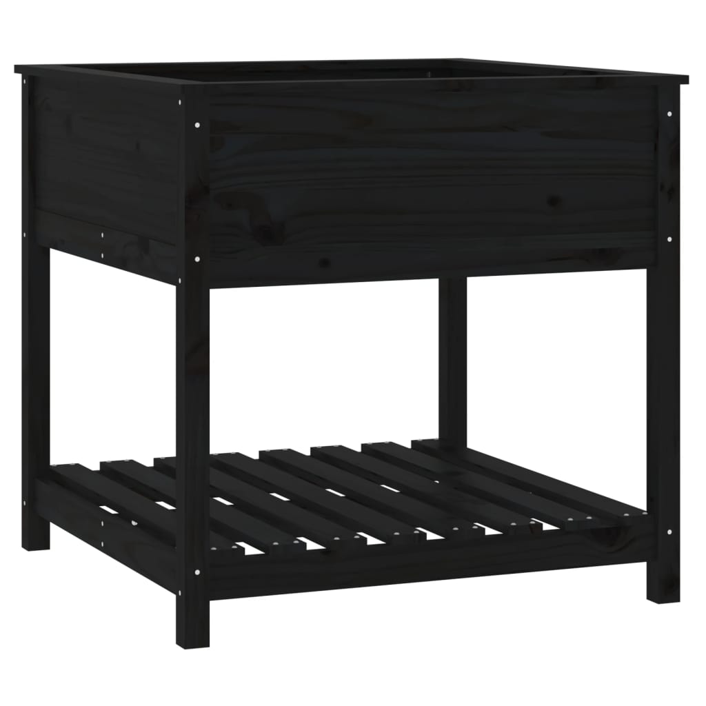 Kukkalaatikko hyllyllä musta 82,5x82,5x81 cm täysi mänty - Sisustajankoti.fi