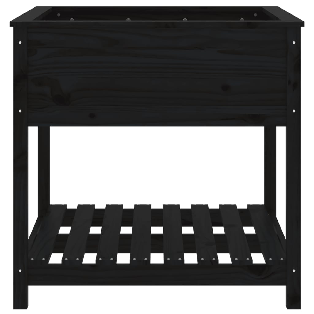 Kukkalaatikko hyllyllä musta 82,5x82,5x81 cm täysi mänty - Sisustajankoti.fi