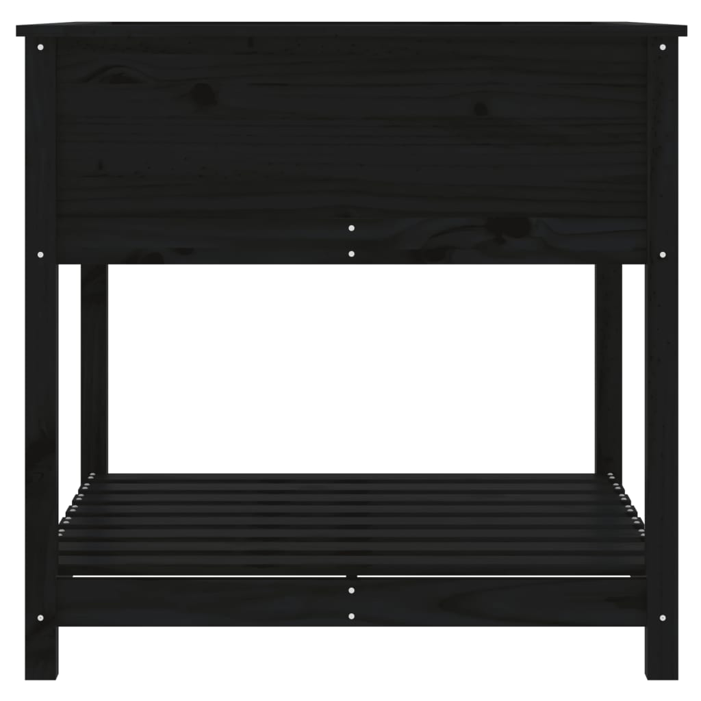Kukkalaatikko hyllyllä musta 82,5x82,5x81 cm täysi mänty - Sisustajankoti.fi