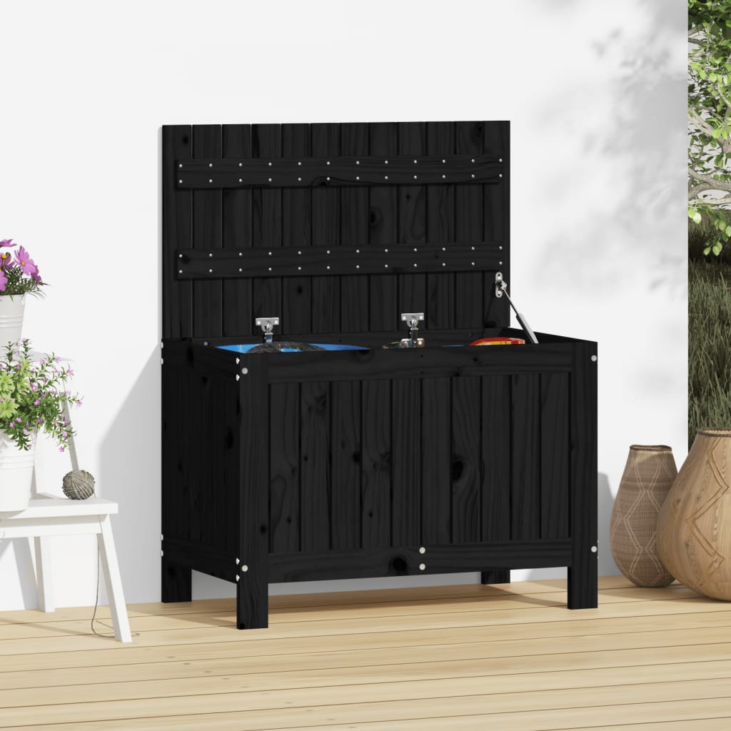 Säilytyslaatikko musta 76x42,5x54 cm täysi mänty - Sisustajankoti.fi