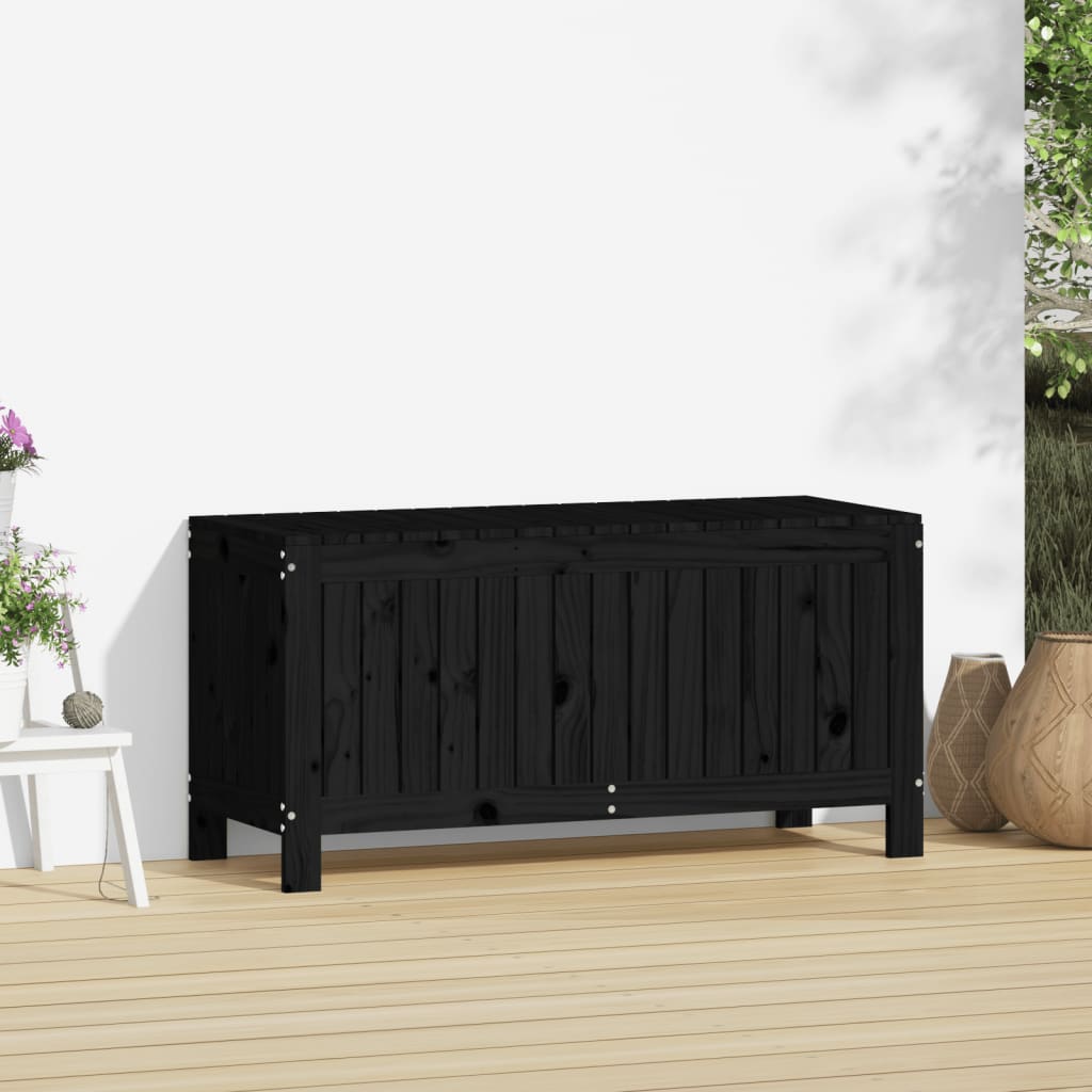 Säilytyslaatikko musta 108x42,5x54 cm täysi mänty - Sisustajankoti.fi