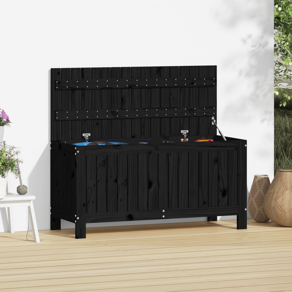 Säilytyslaatikko musta 108x42,5x54 cm täysi mänty - Sisustajankoti.fi