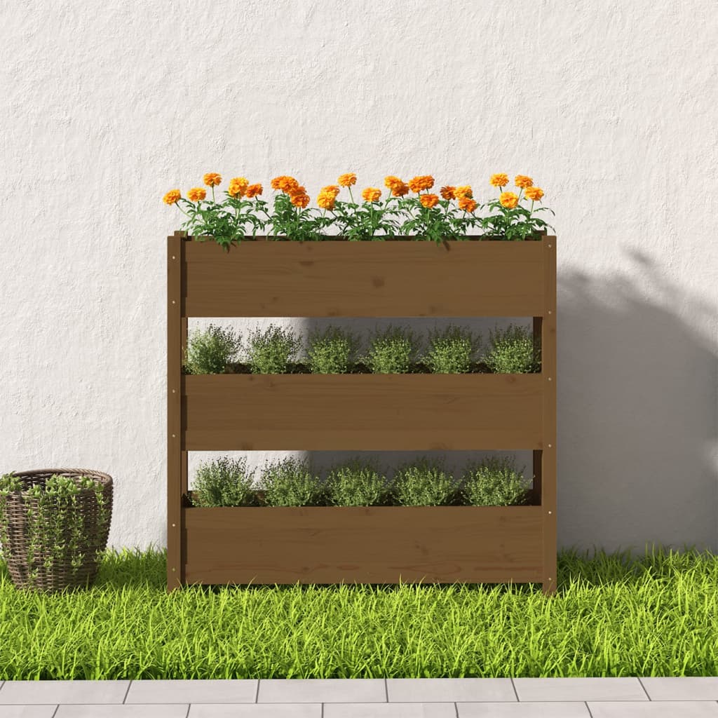 Kukkalaatikko hunajanruskea 112x25x104,5 cm täysi mänty - Sisustajankoti.fi