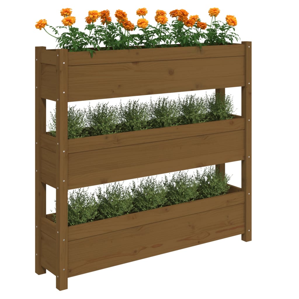 Kukkalaatikko hunajanruskea 112x25x104,5 cm täysi mänty - Sisustajankoti.fi