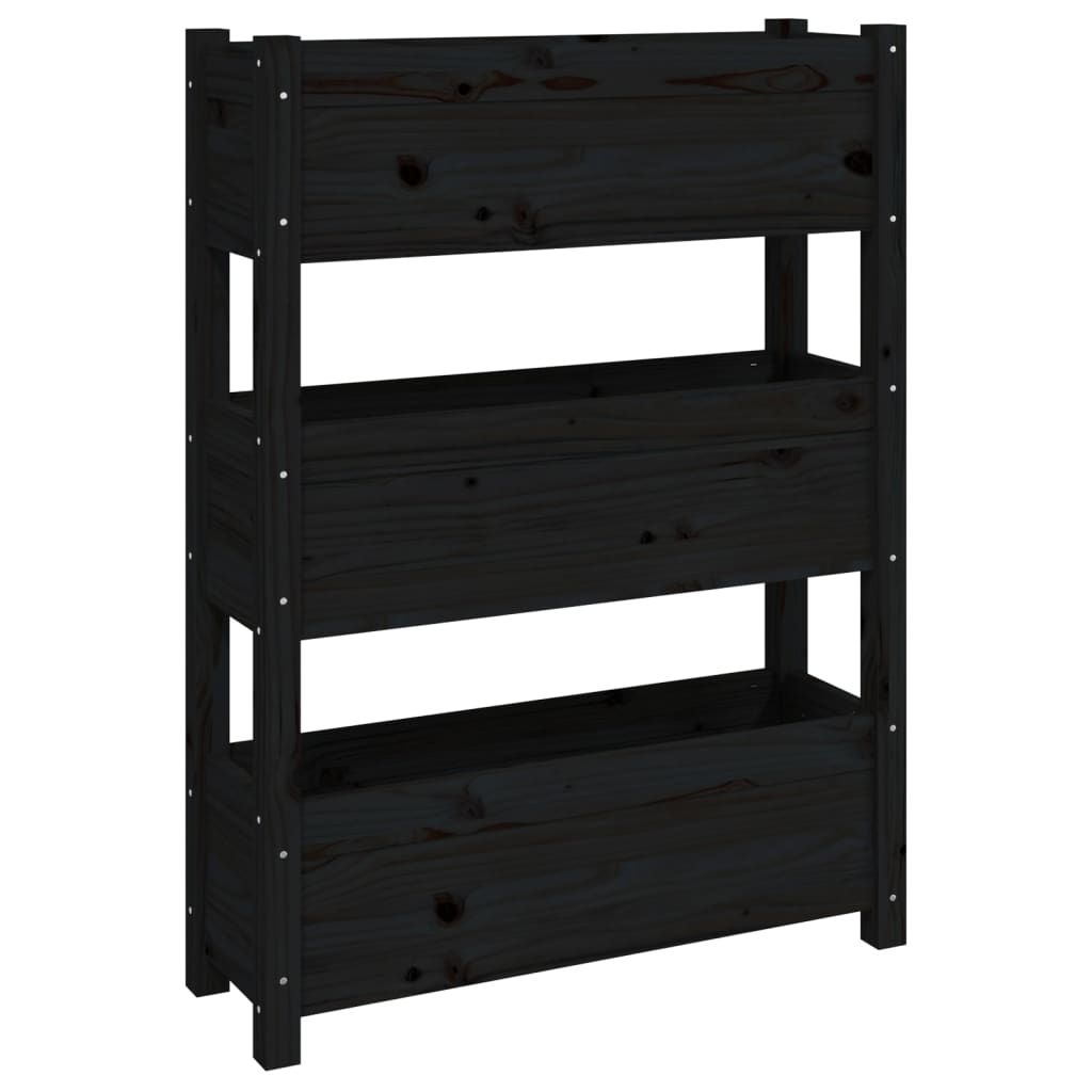Kukkalaatikko musta 77x25x104,5 cm täysi mänty - Sisustajankoti.fi