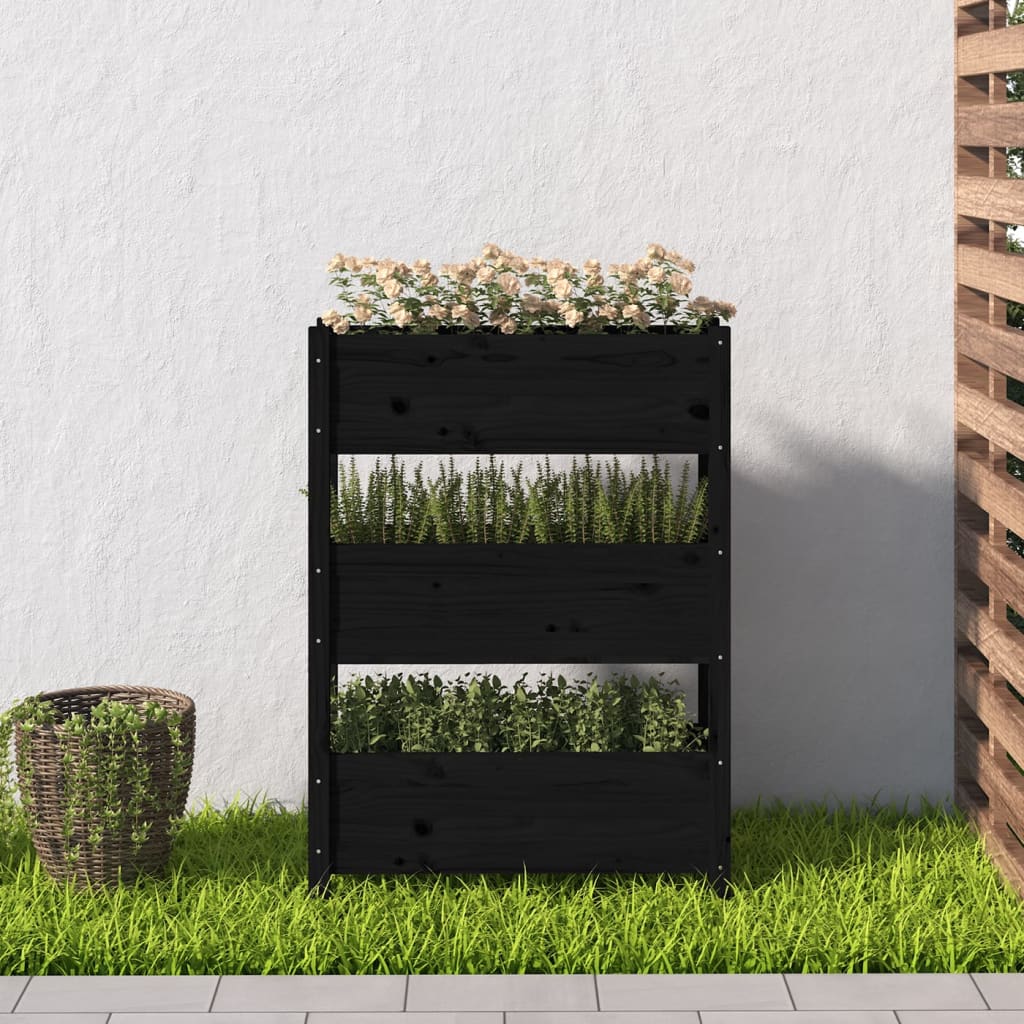 Kukkalaatikko musta 77x25x104,5 cm täysi mänty - Sisustajankoti.fi