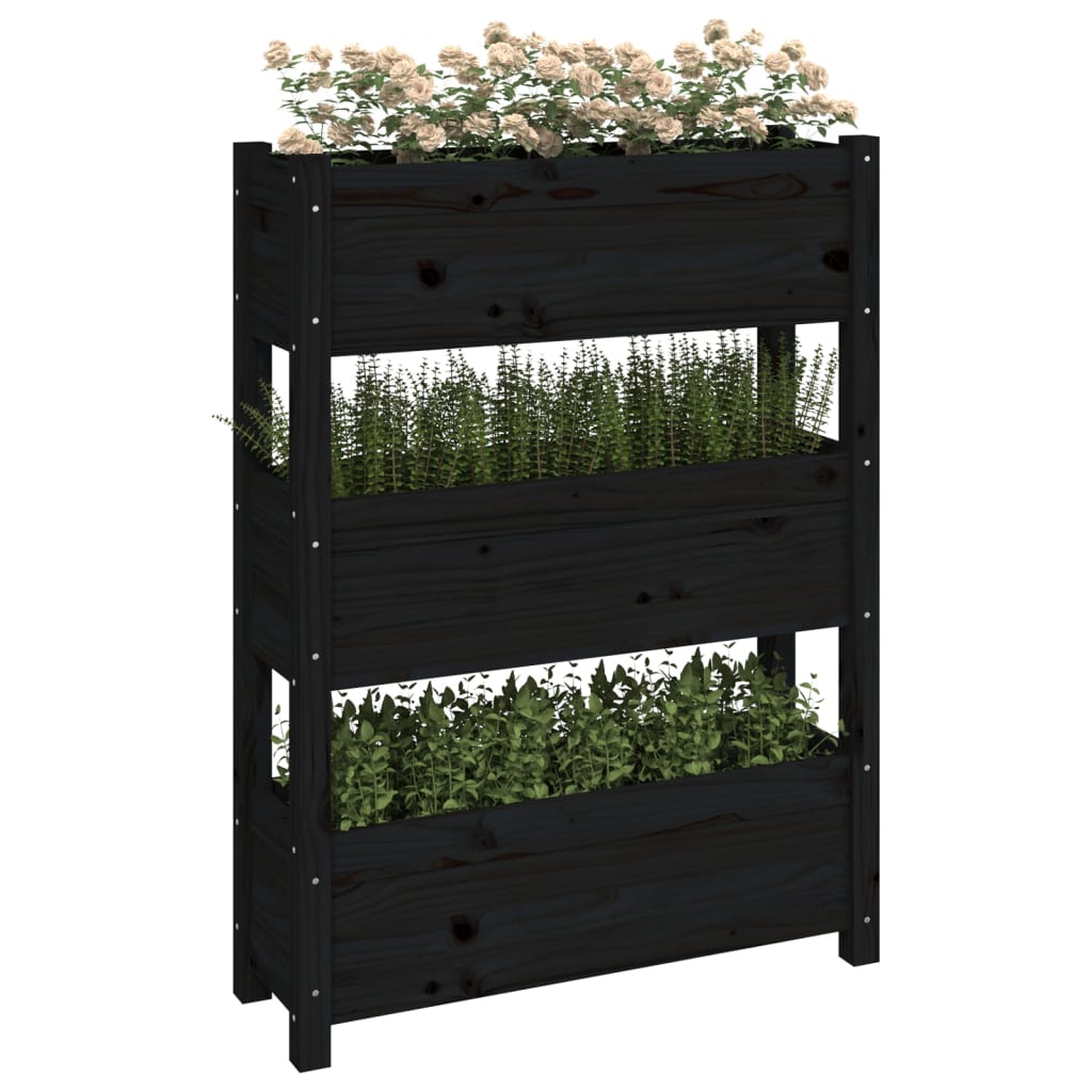Kukkalaatikko musta 77x25x104,5 cm täysi mänty - Sisustajankoti.fi