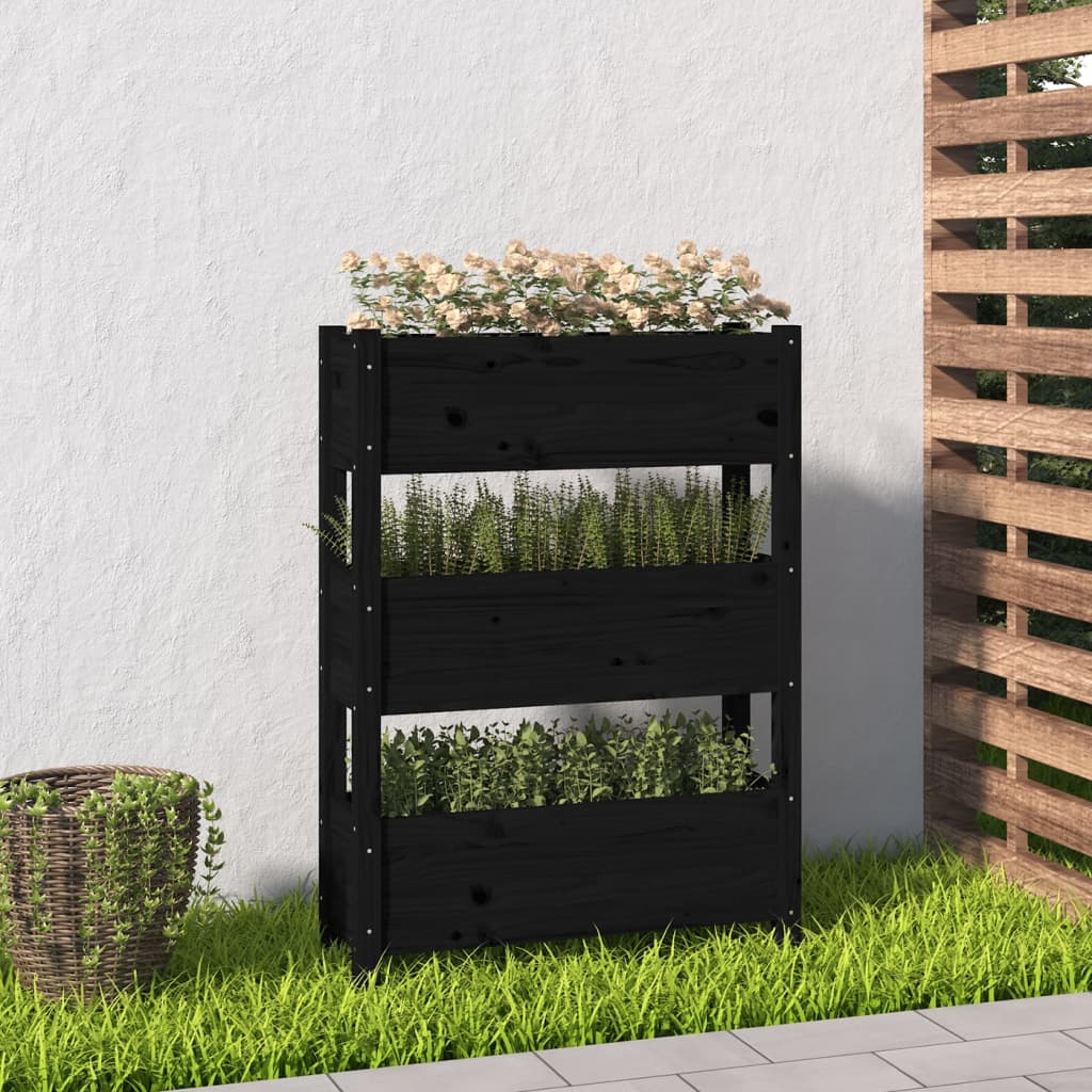 Kukkalaatikko musta 77x25x104,5 cm täysi mänty - Sisustajankoti.fi