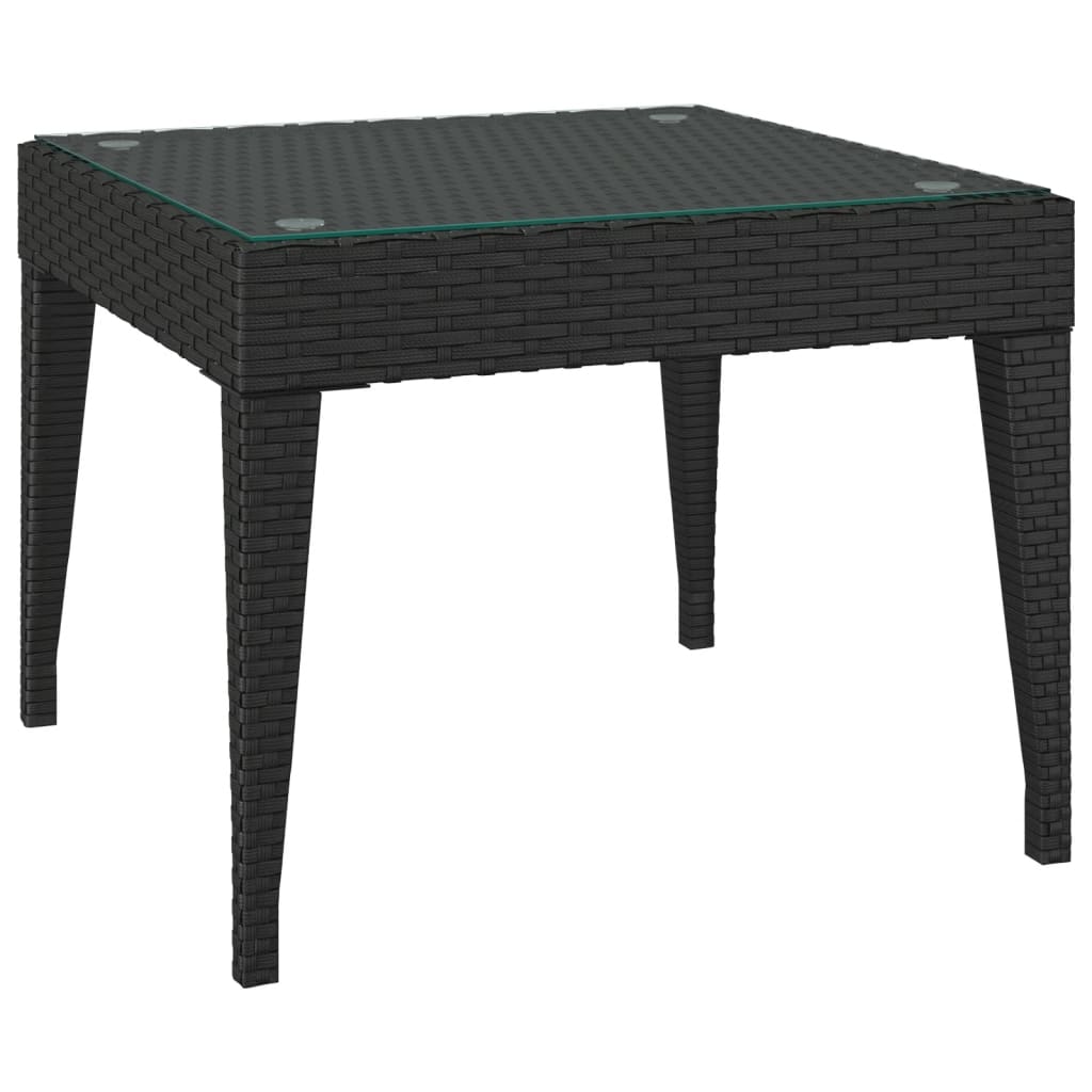 Sivupöytä musta 50x50x38 cm polyrottinki ja karkaistu lasi - Sisustajankoti.fi