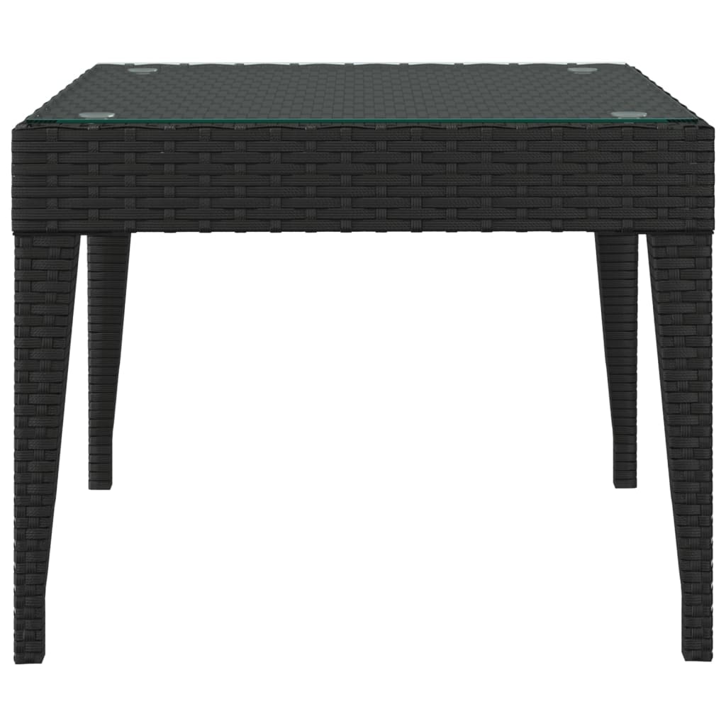 Sivupöytä musta 50x50x38 cm polyrottinki ja karkaistu lasi - Sisustajankoti.fi
