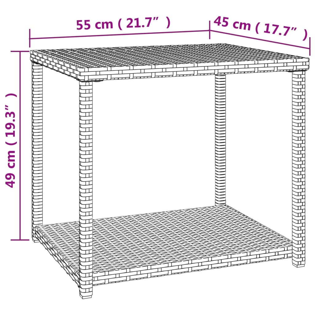 Sivupöytä musta 55x45x49 cm polyrottinki - Sisustajankoti.fi