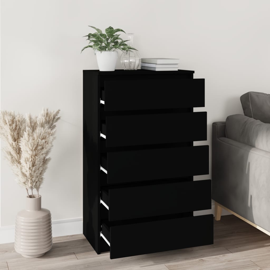 Laatikosto musta 60x36x103 cm tekninen puu - Sisustajankoti.fi