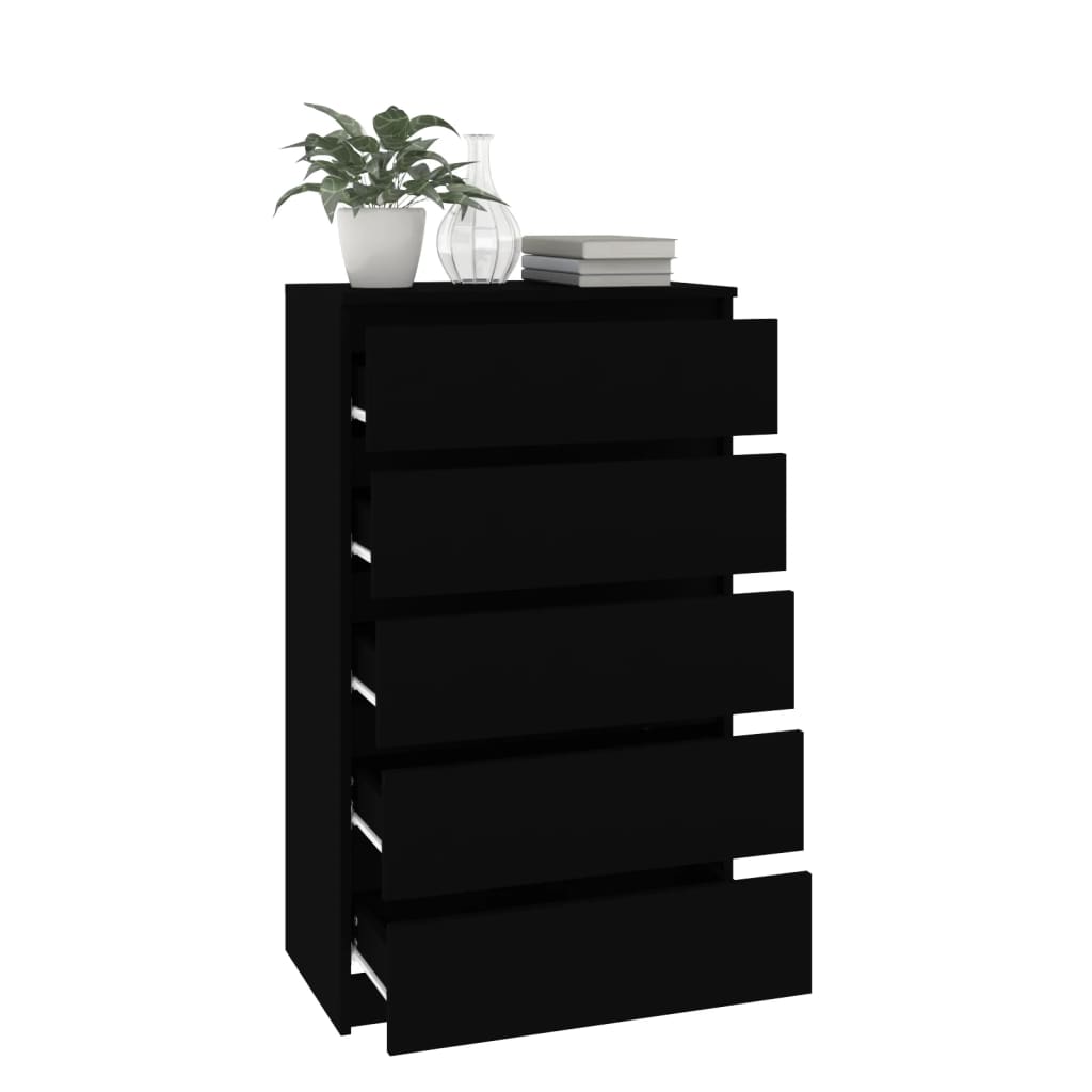Laatikosto musta 60x36x103 cm tekninen puu - Sisustajankoti.fi