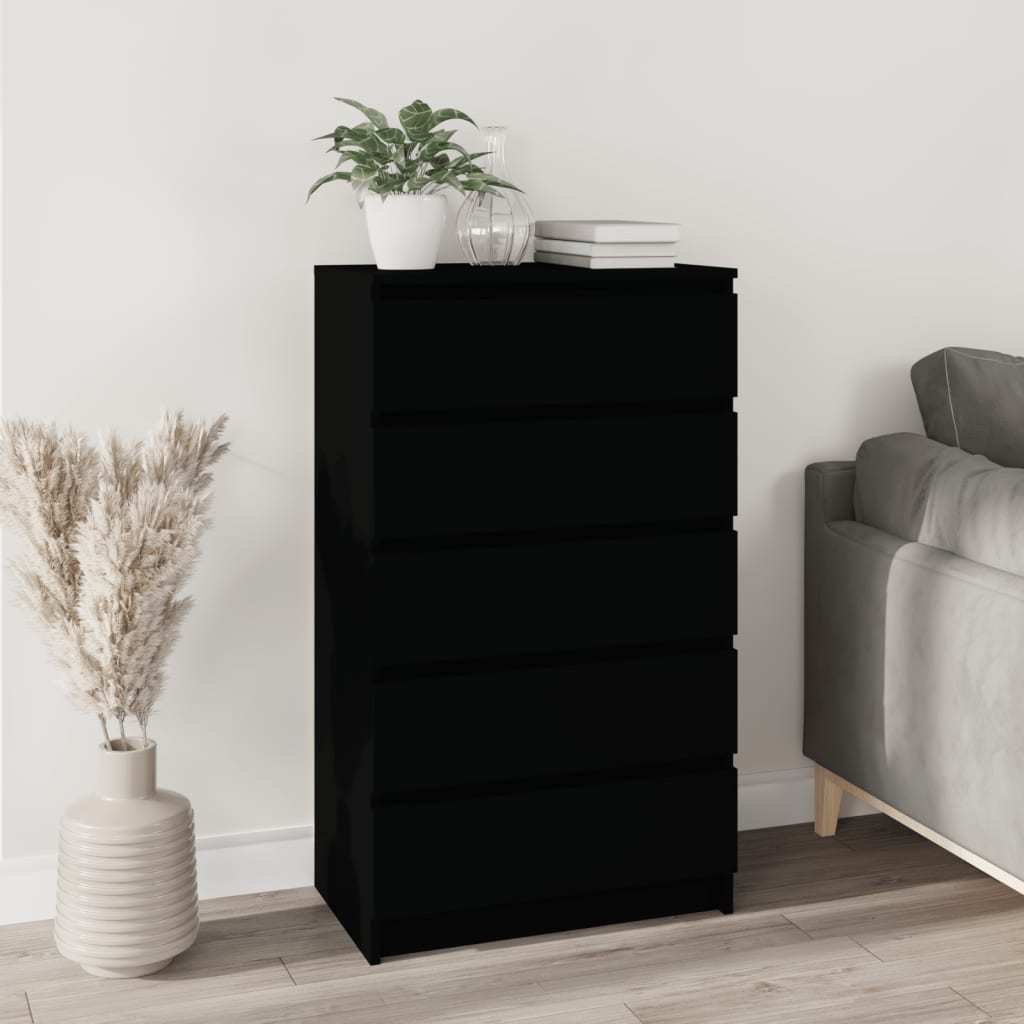 Laatikosto musta 60x36x103 cm tekninen puu - Sisustajankoti.fi