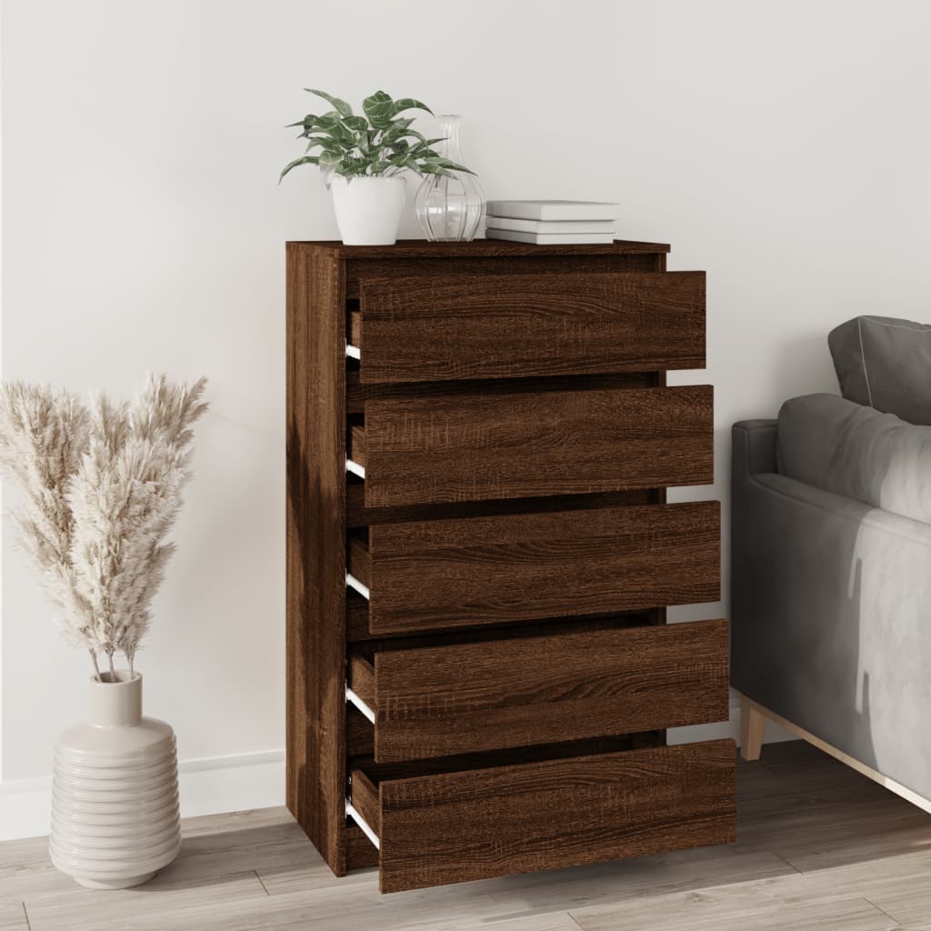 Laatikosto ruskea tammi 60x36x103 cm tekninen puu - Sisustajankoti.fi
