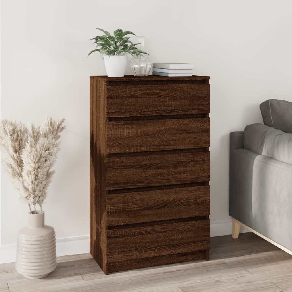 Laatikosto ruskea tammi 60x36x103 cm tekninen puu - Sisustajankoti.fi