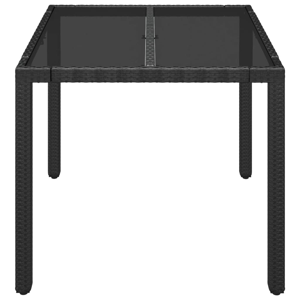 Puutarhapöytä lasilevyllä musta 90x90x75 cm polyrottinki - Sisustajankoti.fi