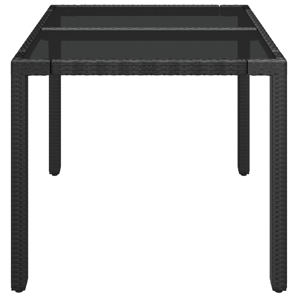 Puutarhapöytä lasilevyllä musta 90x90x75 cm polyrottinki - Sisustajankoti.fi