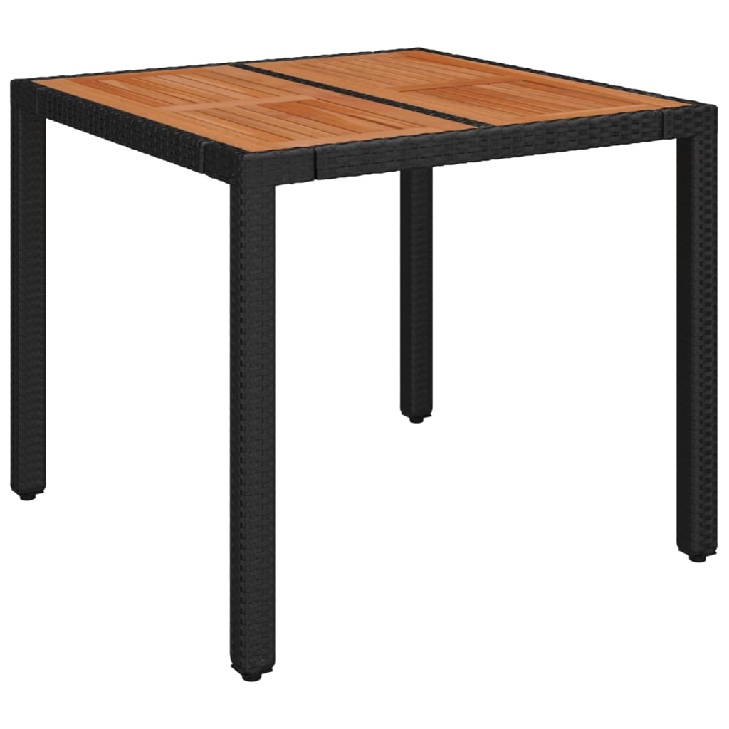 Puutarhapöytä puulevyllä musta 90x90x75 cm polyrottinki - Sisustajankoti.fi