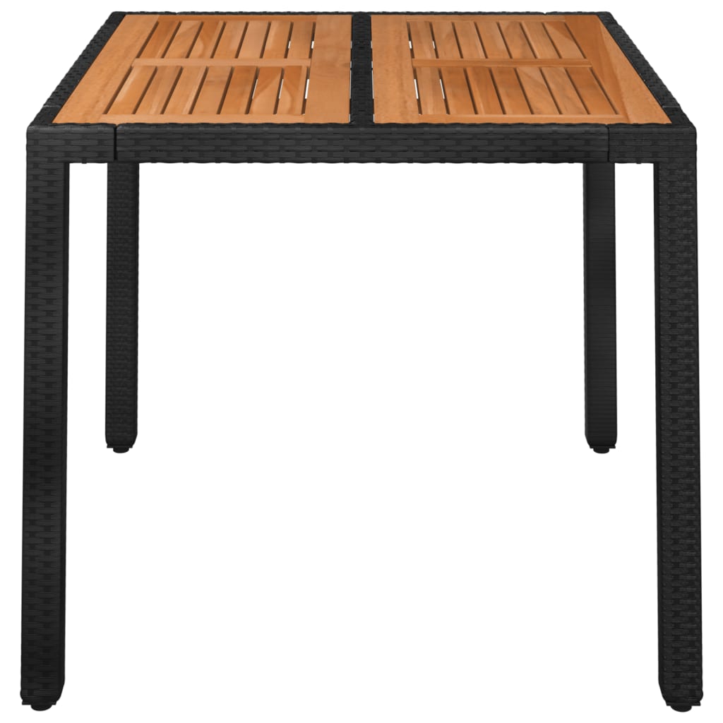 Puutarhapöytä puulevyllä musta 90x90x75 cm polyrottinki - Sisustajankoti.fi