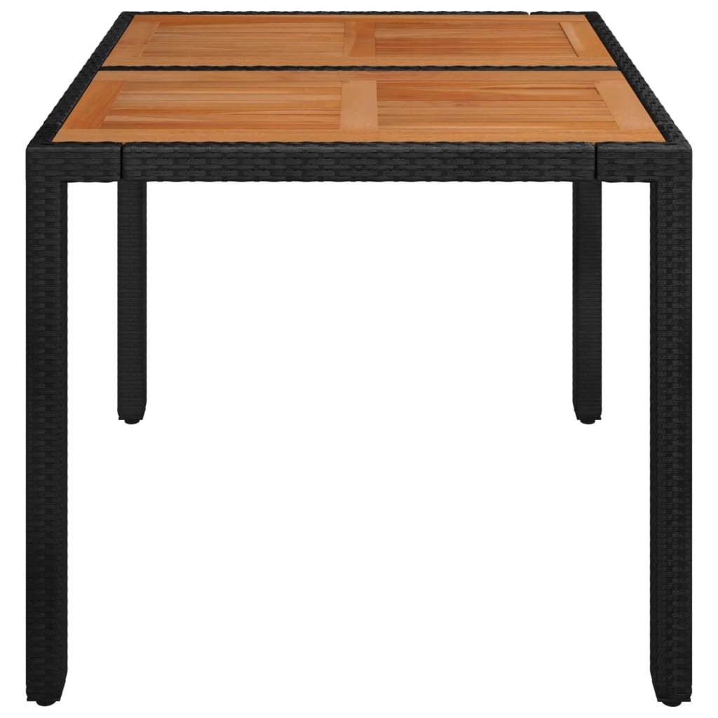 Puutarhapöytä puulevyllä musta 90x90x75 cm polyrottinki - Sisustajankoti.fi