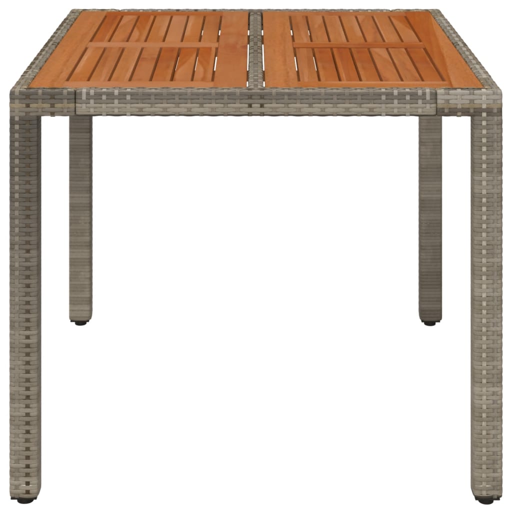 Puutarhapöytä puupöytälevyllä harmaa 90x90x75 cm polyrottinki - Sisustajankoti.fi