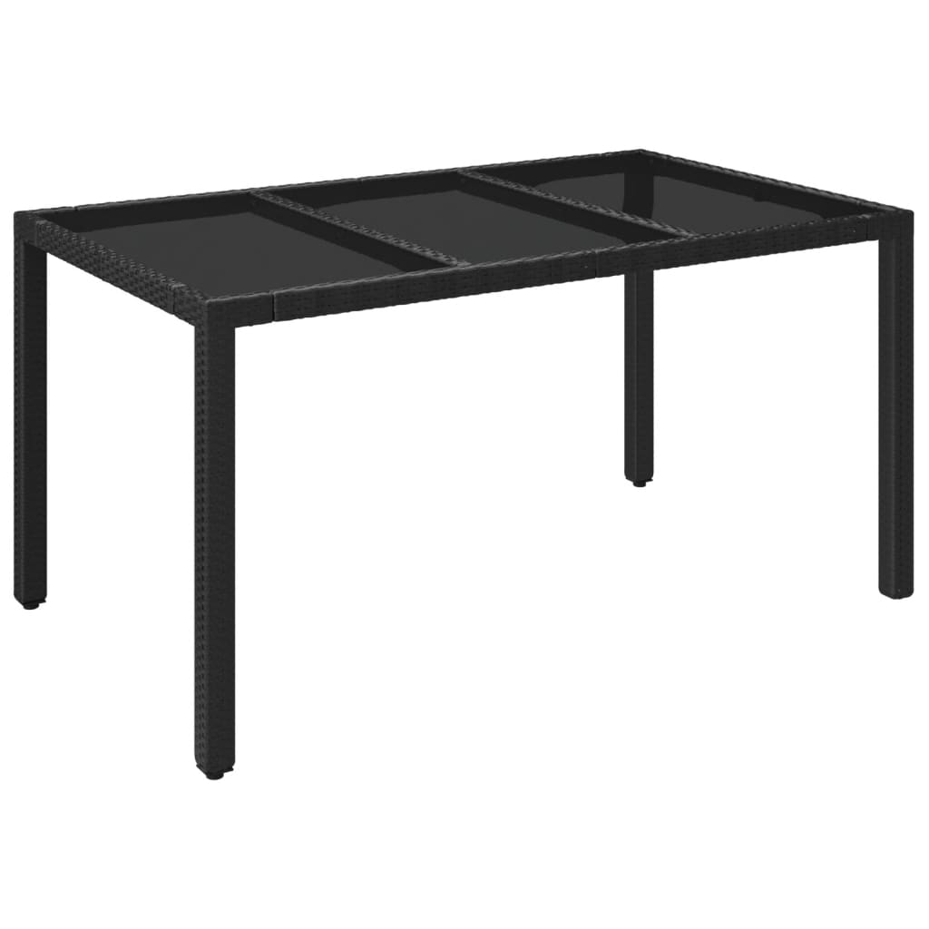 Puutarhapöytä lasipöytälevy musta 150x90x75 cm polyrottinki - Sisustajankoti.fi