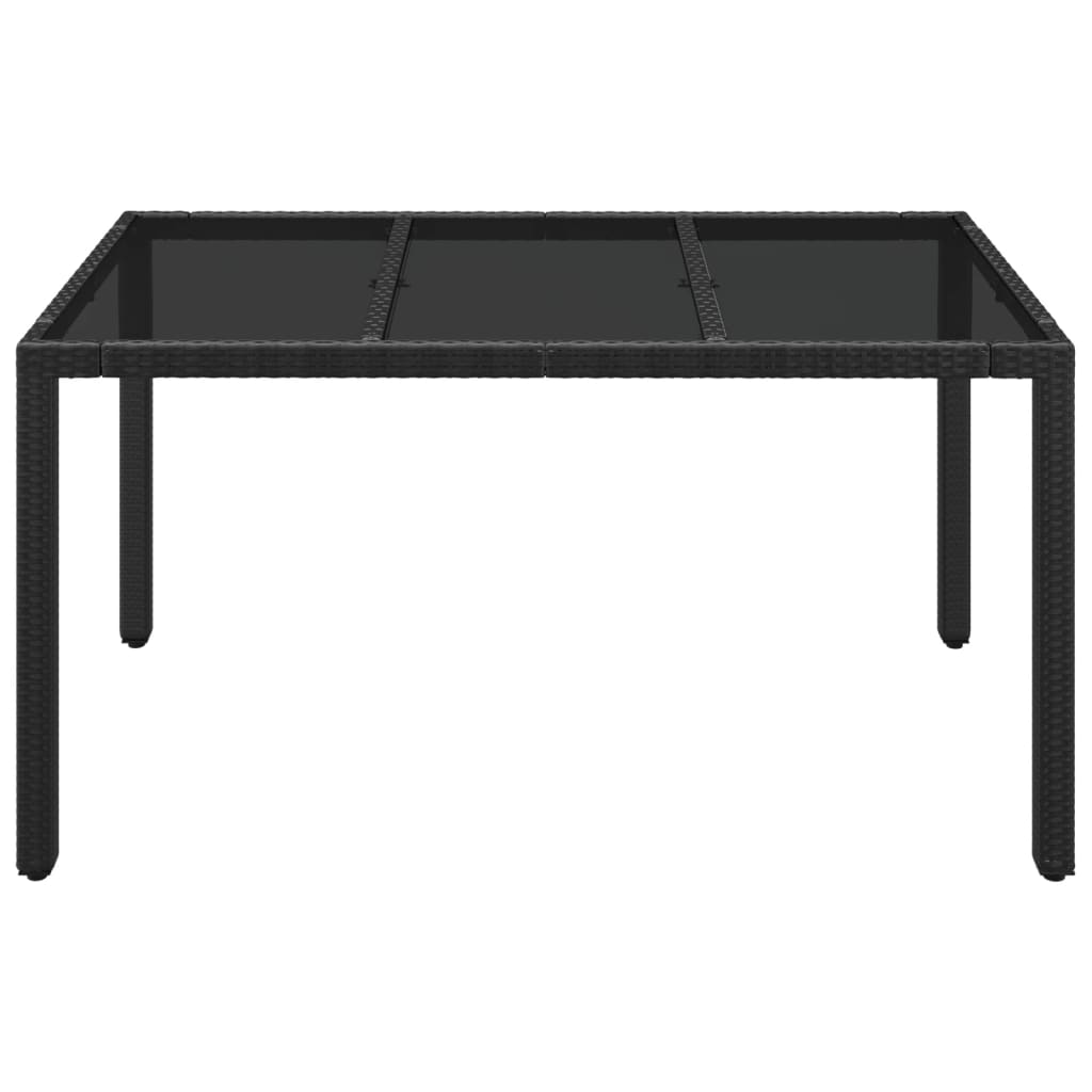 Puutarhapöytä lasipöytälevy musta 150x90x75 cm polyrottinki - Sisustajankoti.fi