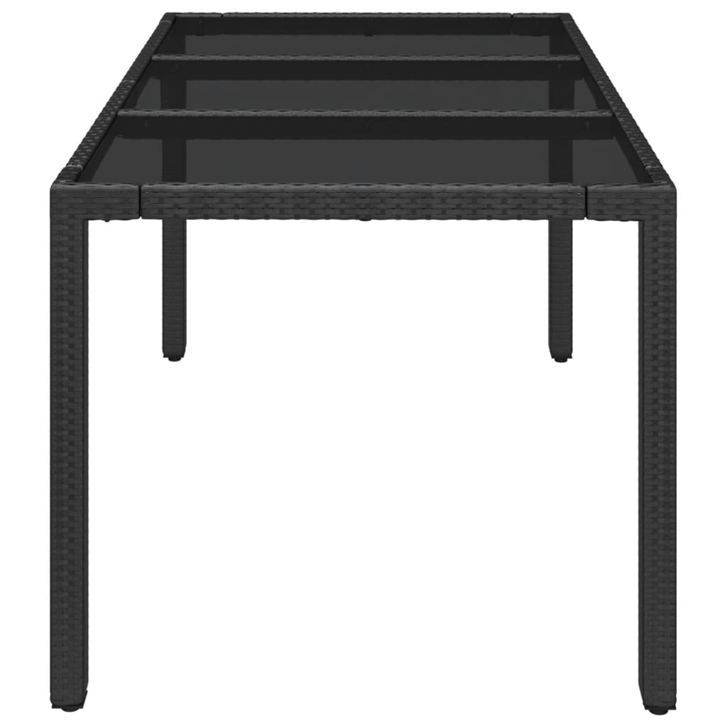 Puutarhapöytä lasipöytälevy musta 150x90x75 cm polyrottinki - Sisustajankoti.fi