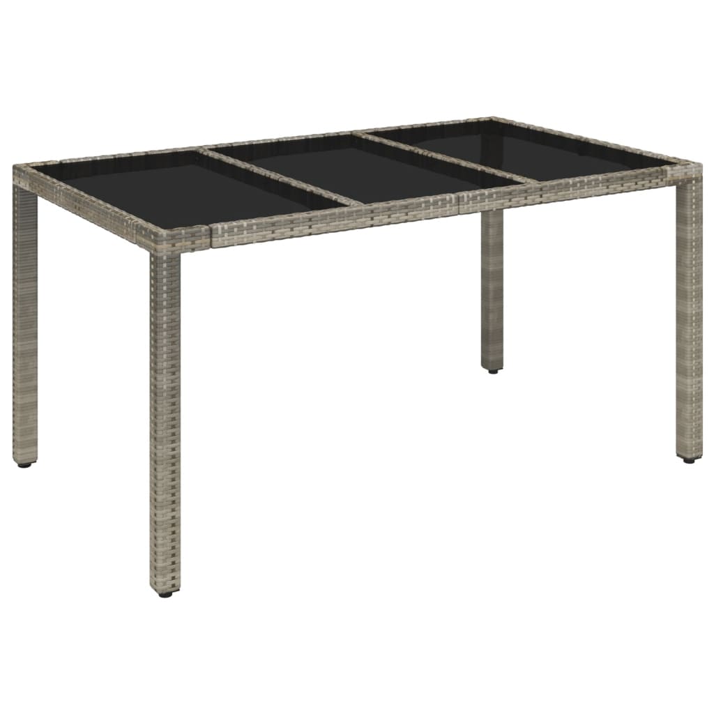 Puutarhapöytä lasipöytälevy harmaa 150x90x75 cm polyrottinki - Sisustajankoti.fi