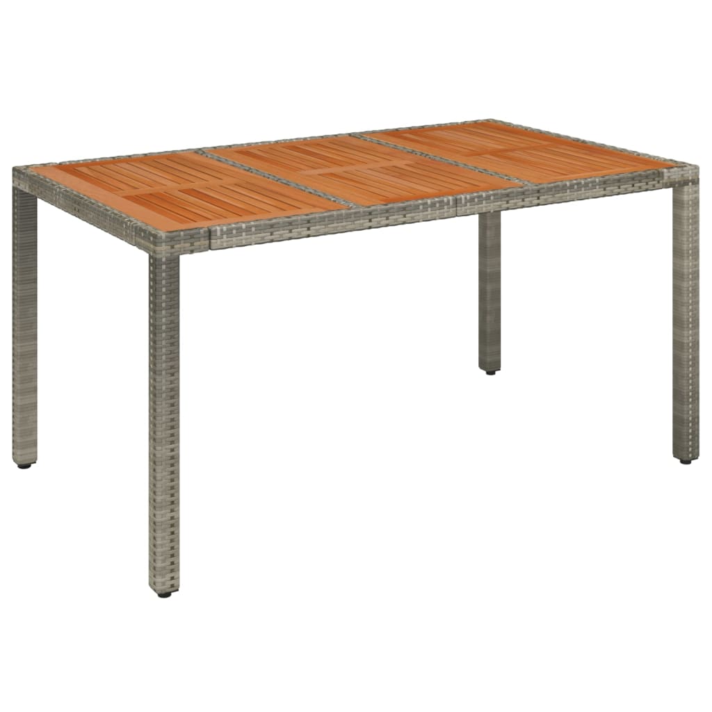 Puutarhapöytä puinen pöytälevy harmaa 150x90x75 cm polyrottinki - Sisustajankoti.fi