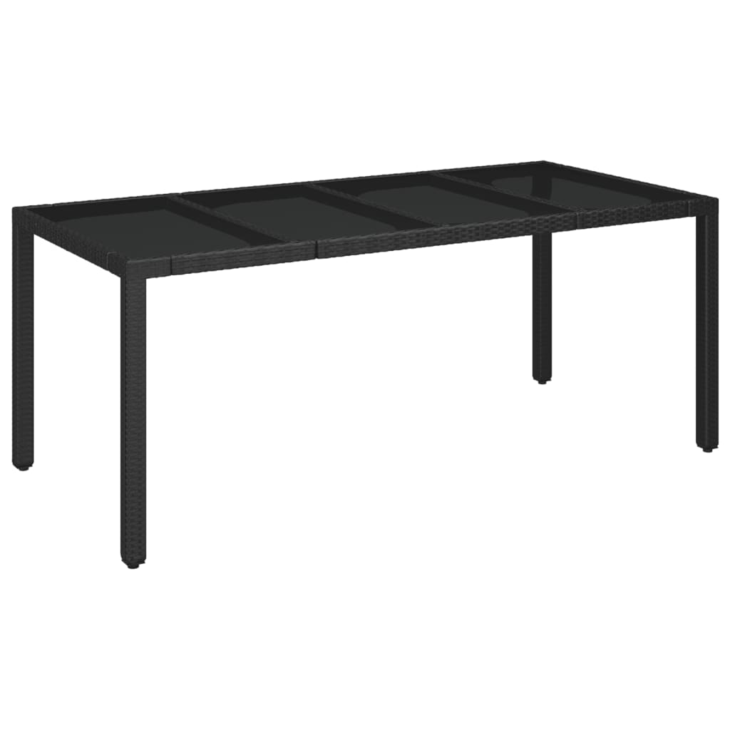 Puutarhapöytä lasipöytälevy musta 190x90x75 cm polyrottinki - Sisustajankoti.fi