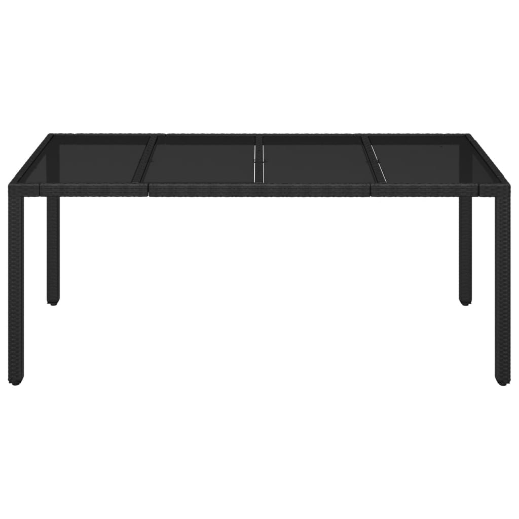 Puutarhapöytä lasipöytälevy musta 190x90x75 cm polyrottinki - Sisustajankoti.fi