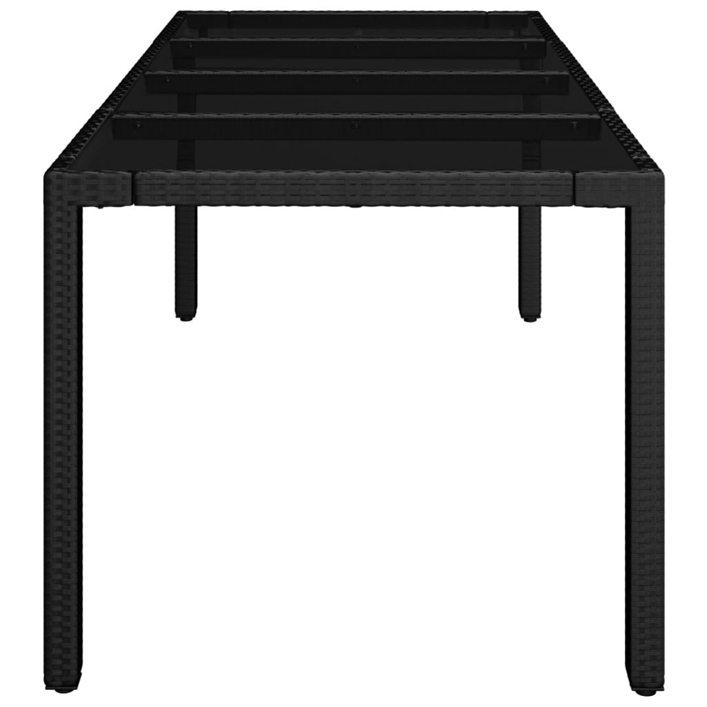 Puutarhapöytä lasipöytälevy musta 190x90x75 cm polyrottinki - Sisustajankoti.fi