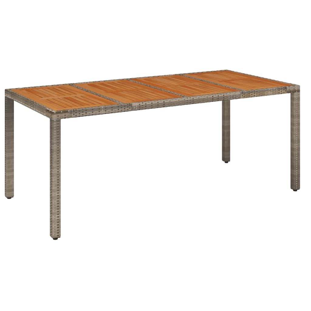 Puutarhapöytä puupöytälevyllä harmaa 190x90x75 cm polyrottinki - Sisustajankoti.fi