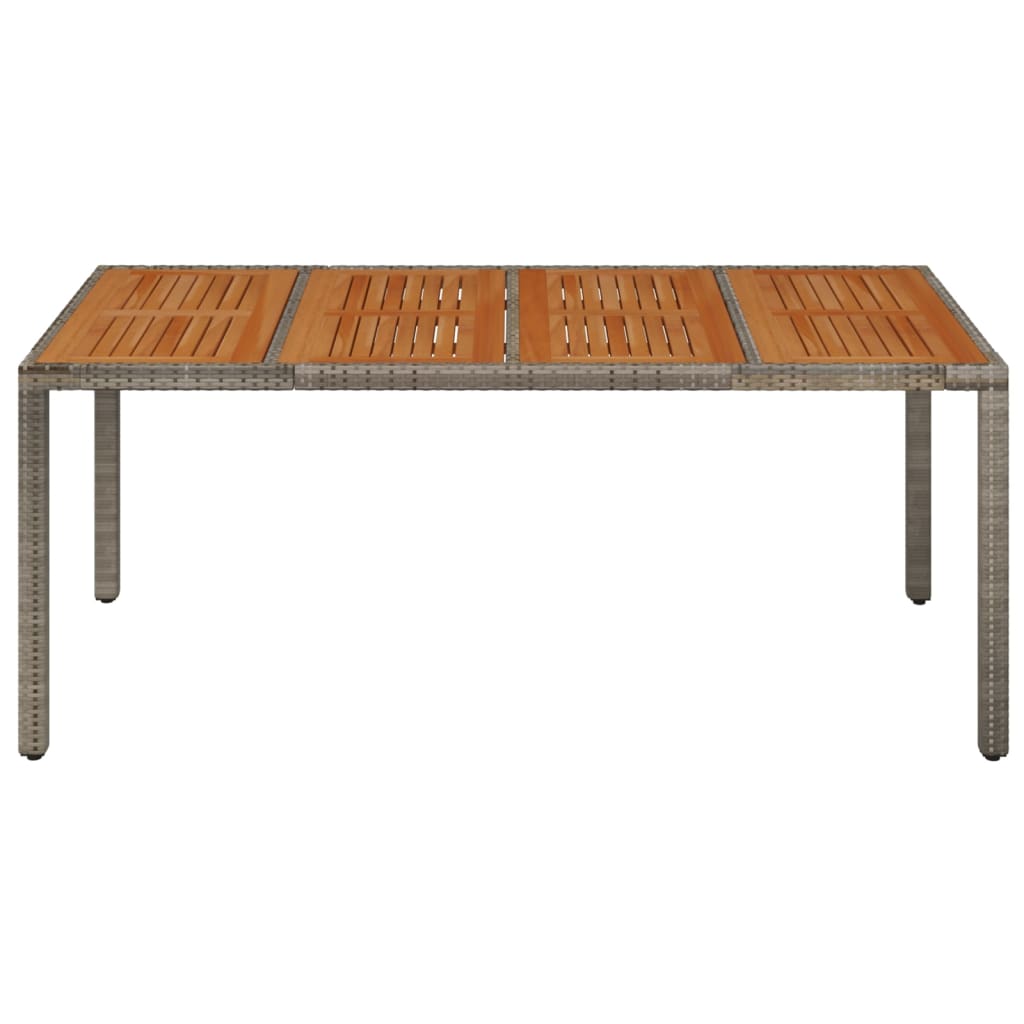 Puutarhapöytä puupöytälevyllä harmaa 190x90x75 cm polyrottinki - Sisustajankoti.fi