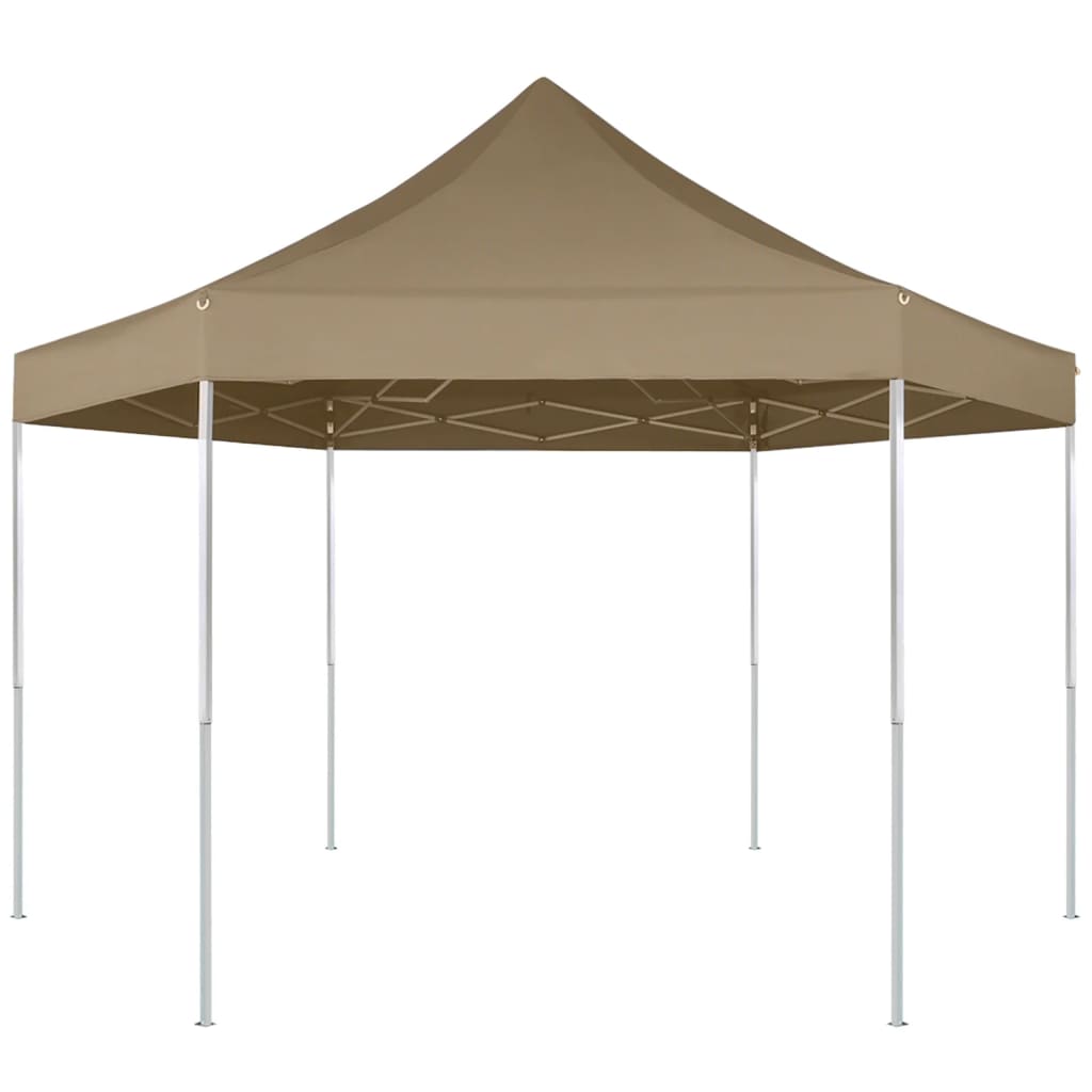 Kuusikulmainen pop-up katos 3,6x3,1 m taupe 220 g/m² - Sisustajankoti.fi