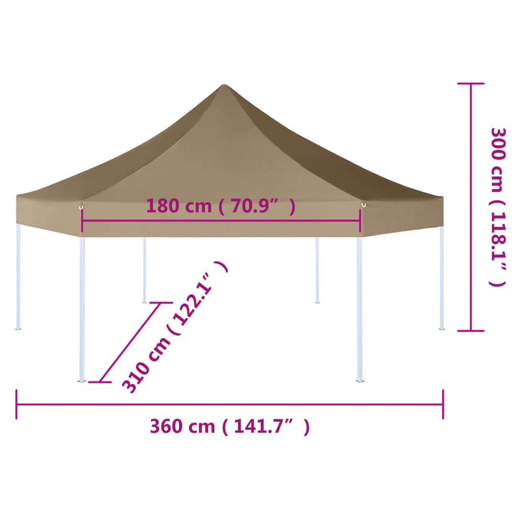 Kuusikulmainen pop-up katos 3,6x3,1 m taupe 220 g/m² - Sisustajankoti.fi