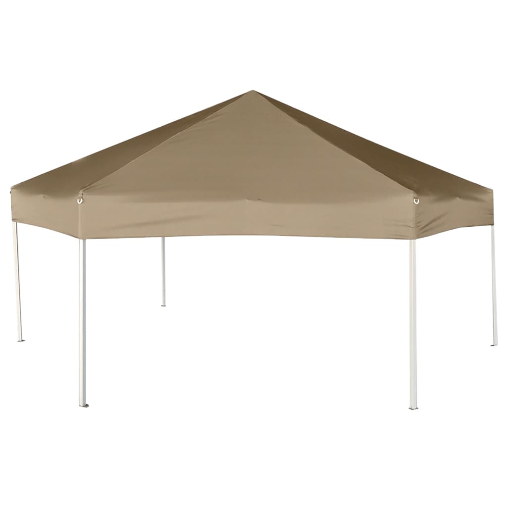 Kuusikulmainen pop-up katos sivuseinillä 3,6x3,1m Taupe 220g/m² - Sisustajankoti.fi
