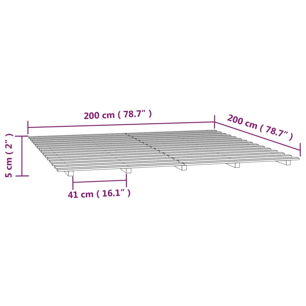 Sängynrunko hunajanruskea 200x200 cm täysi mänty - Sisustajankoti.fi