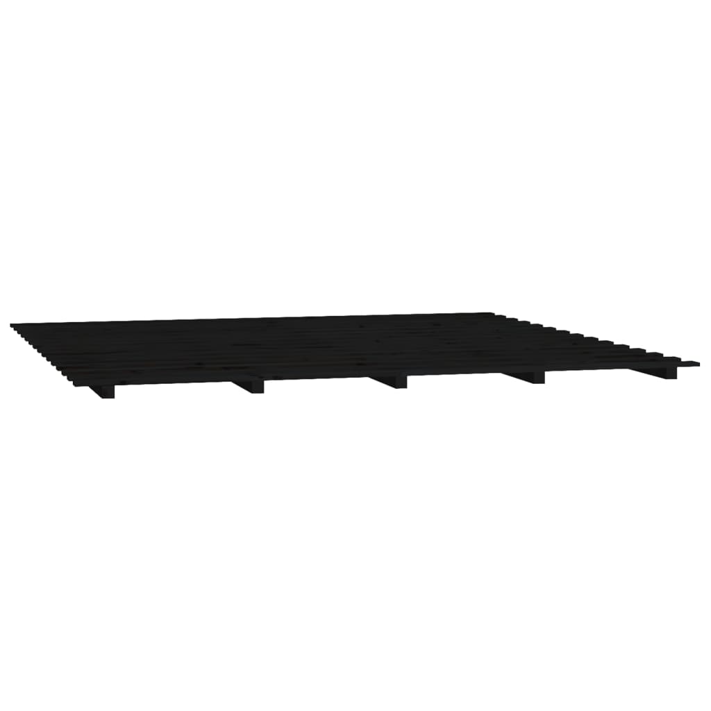 Sängynrunko musta 200x200 cm täysi mänty - Sisustajankoti.fi