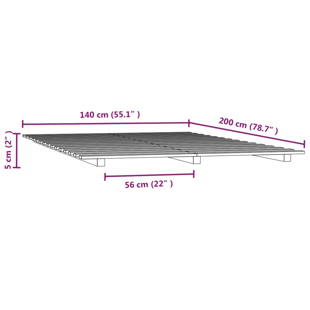 Sängynrunko musta 140x200 cm täysi mänty - Sisustajankoti.fi